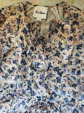 Sam Edelman Watercolor Floral Tiered Ruffle Midi Dress Women’s XL Boho Lace Trim
